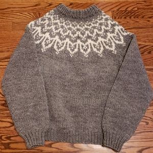 Handmade Fair Isle Chunky Knit Sweater Grey
